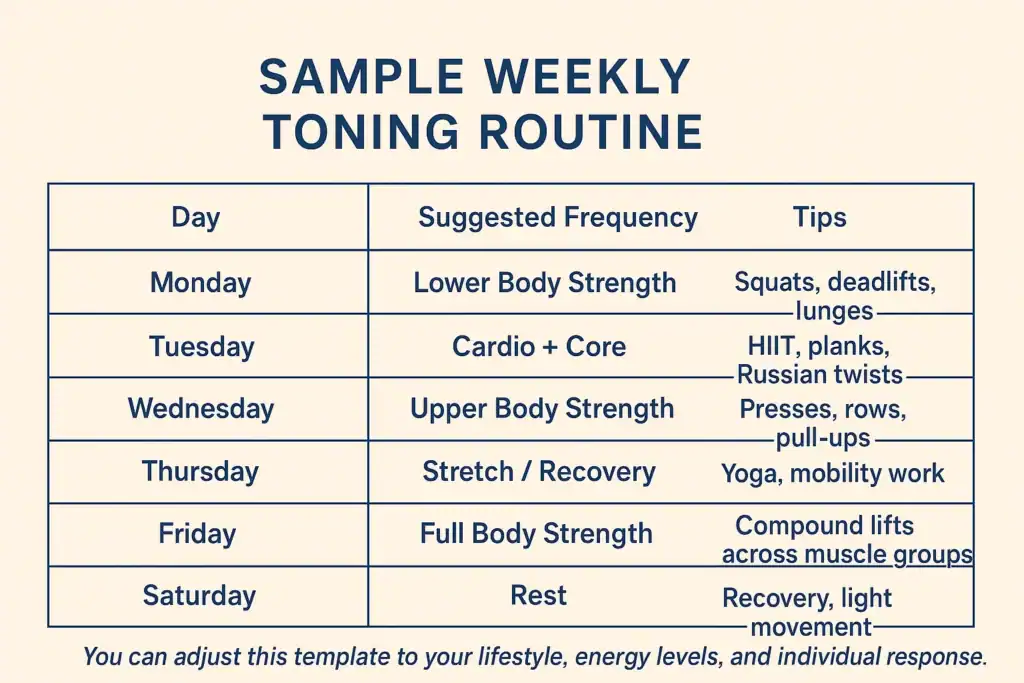 Achieving the Perfect Tone: How Often Should You Exercise for Results? 4 Weekly exercise Bedford plan graphic
