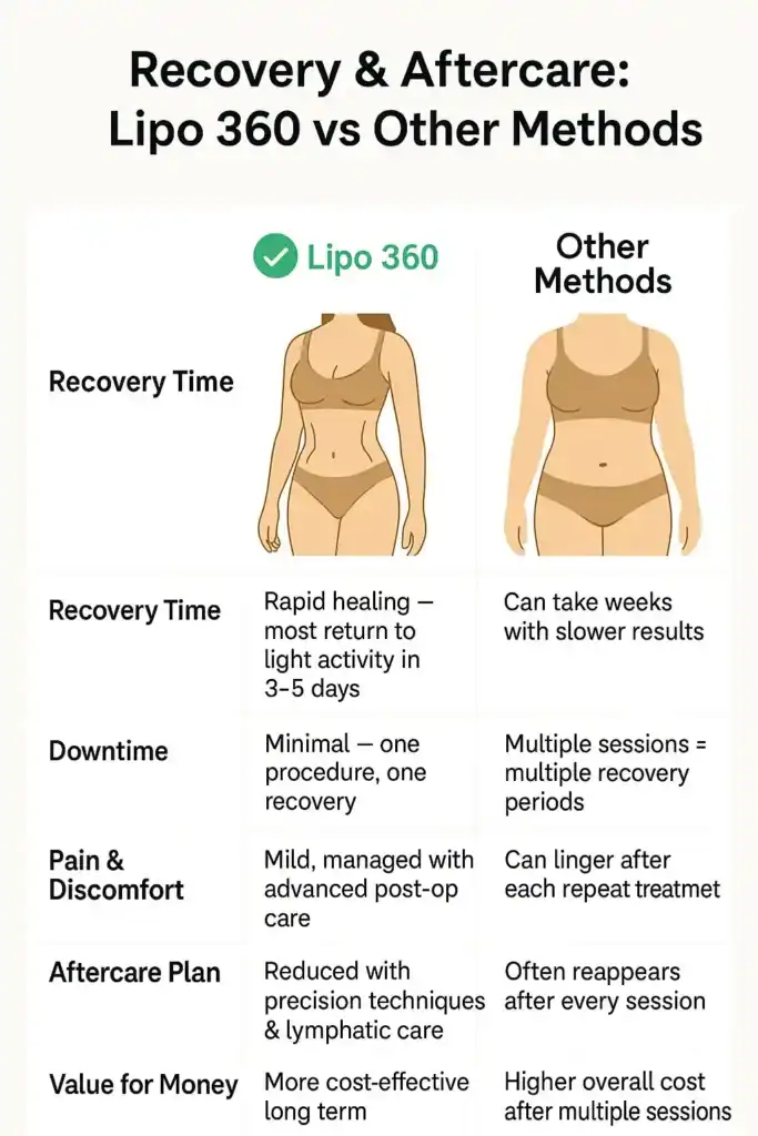 Recovery and Aftercare for Fat-Dissolving Surgery 2 Table to show fat dissolving injection aftercare Bedford