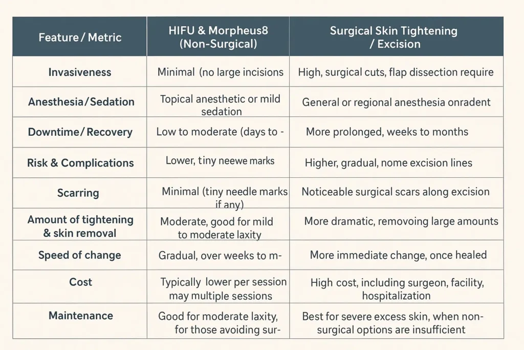 The Science of Skin Tightening 2 Table of skin tightening Bedford benefits compared to surgical options